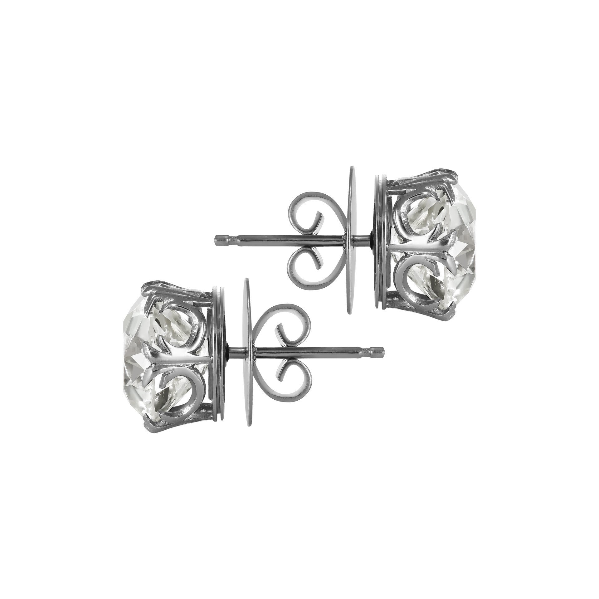 Art Deco Platinum Diamond Earrings side