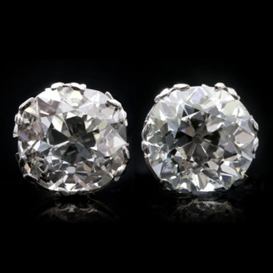 Art Deco Platinum Diamond Earrings front