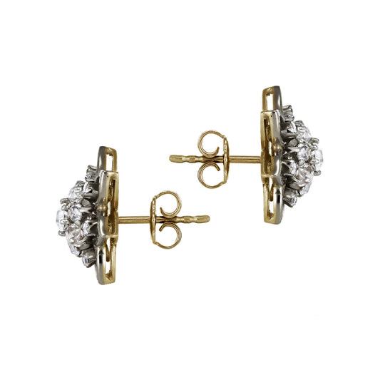 1940s Platinum & 18KT Yellow Gold Diamond Earrings side