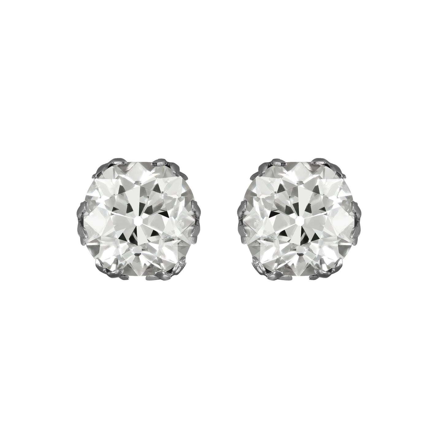 Art Deco Platinum Diamond Earrings front