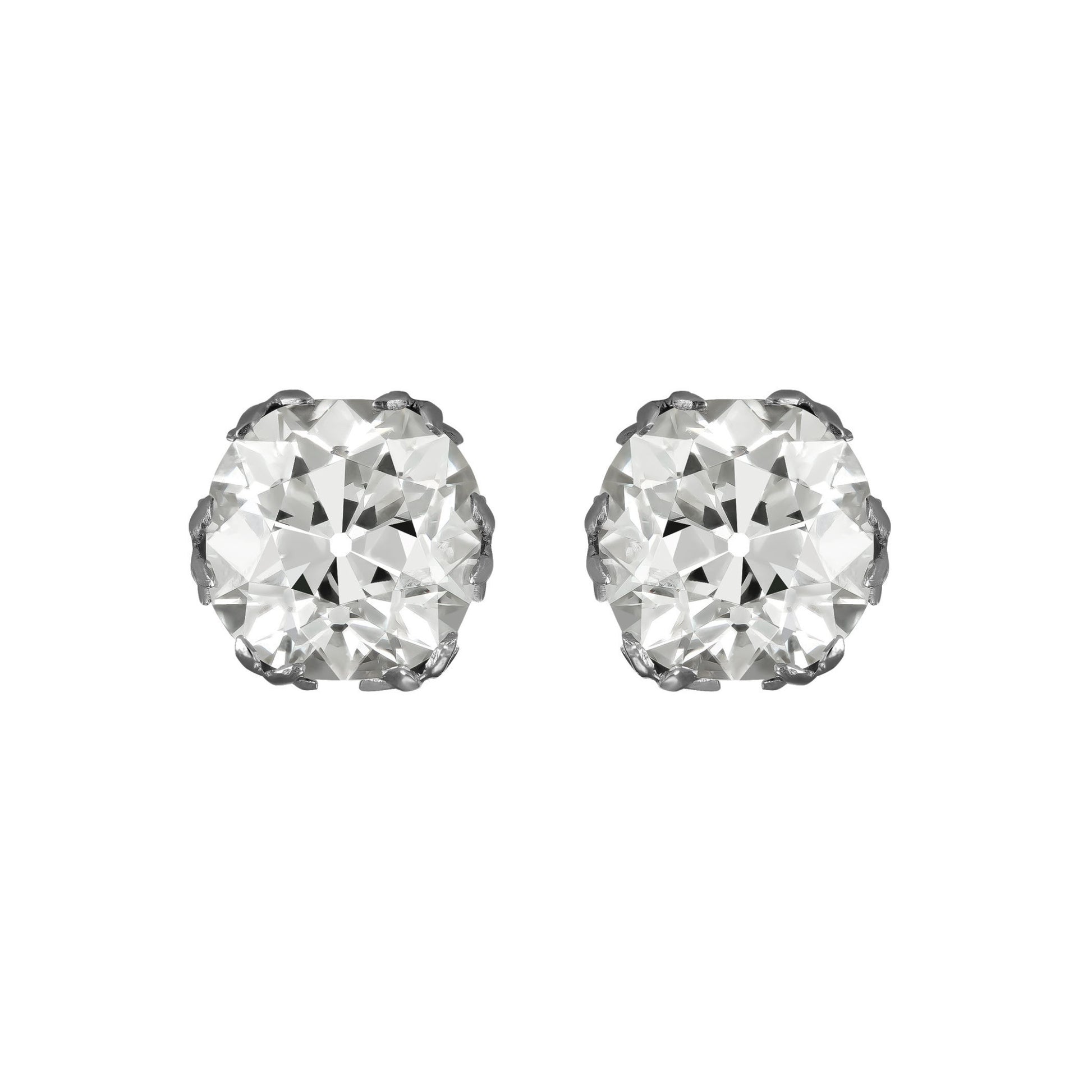 Art Deco Platinum Diamond Earrings front