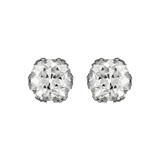 Art Deco Platinum Diamond Earrings front