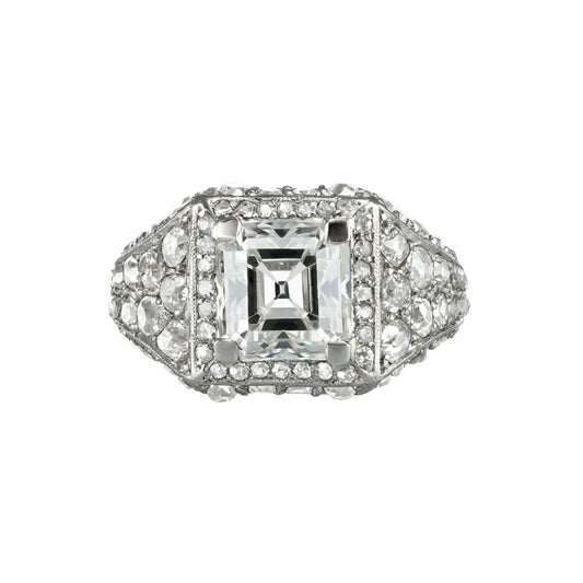 Art Deco Platinum Diamond Ring front