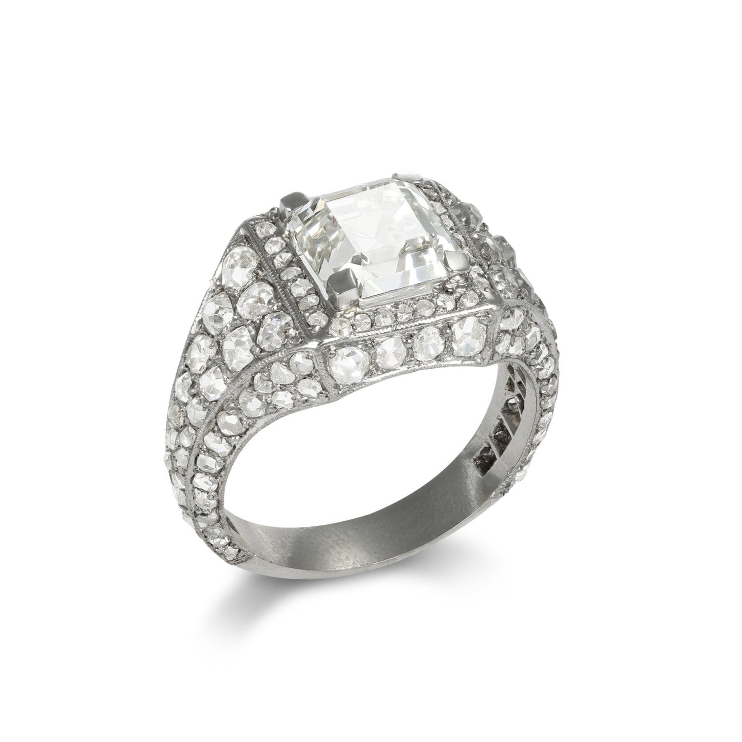 Art Deco Platinum Diamond Ring profile