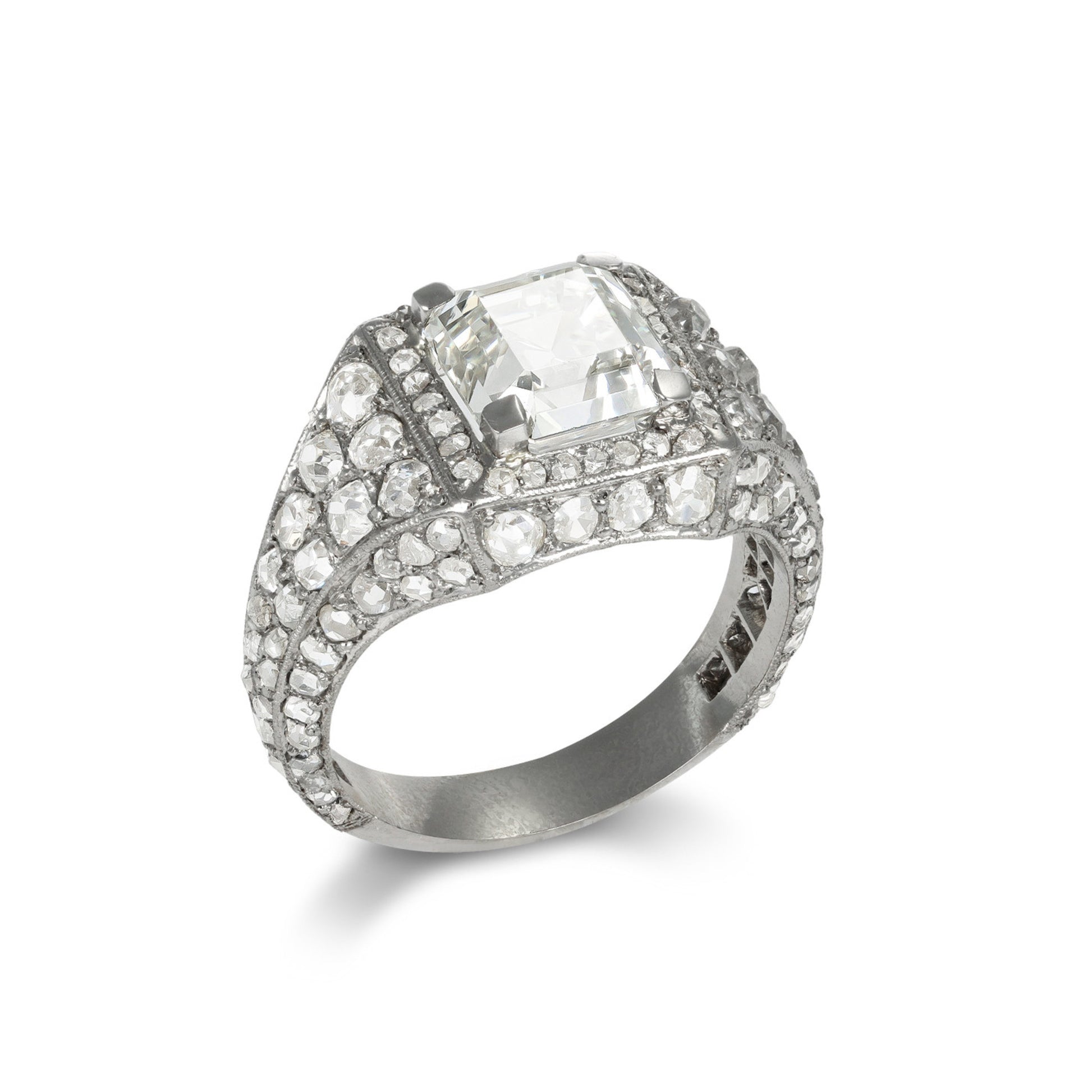 Art Deco Platinum Diamond Ring profile
