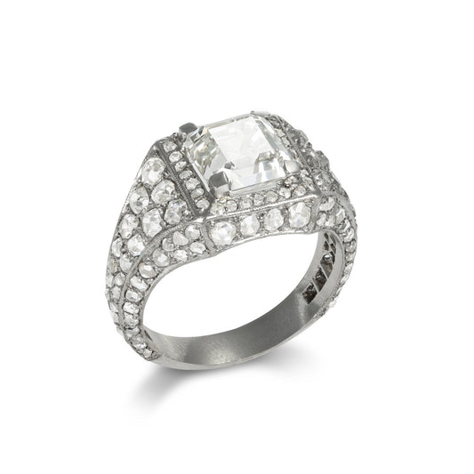Art Deco Platinum Diamond Ring profile