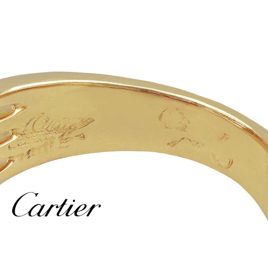 Cartier 1970s Platinum & 18KT Yellow Gold Diamond, Ruby & Sapphire Ring signature