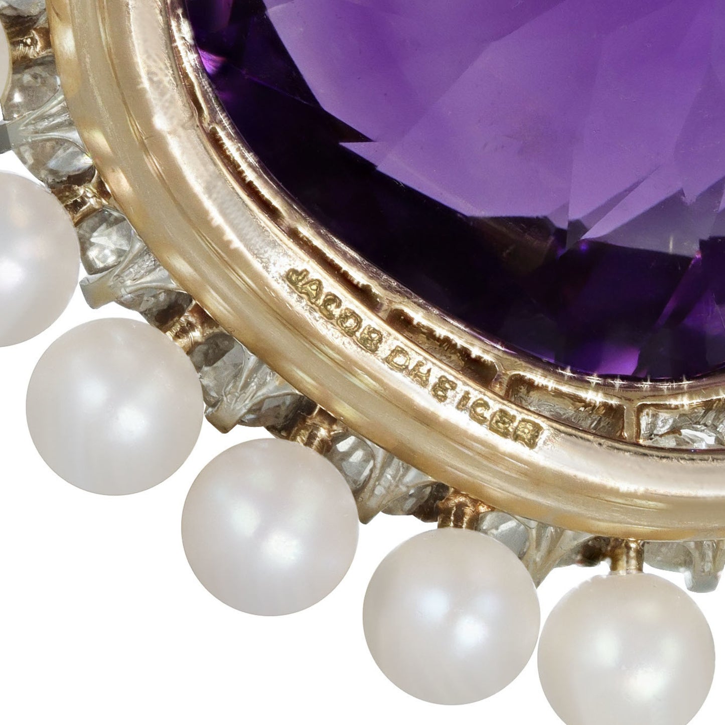 Dreicer & Co. Edwardian Platinum & 18KT Yellow Gold Amethyst & Diamond Necklace signature