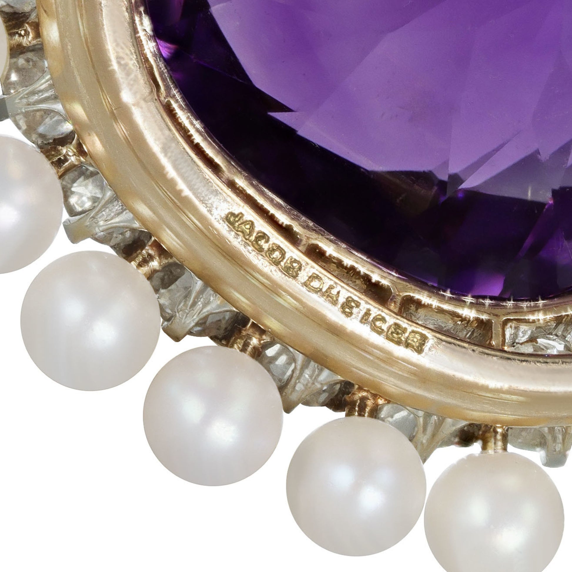 Dreicer & Co. Edwardian Platinum & 18KT Yellow Gold Amethyst & Diamond Necklace signature