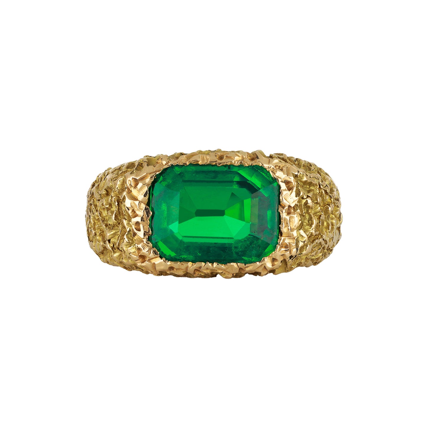 Chaumet 1960s 18KT Yellow Gold Emerald Ring front