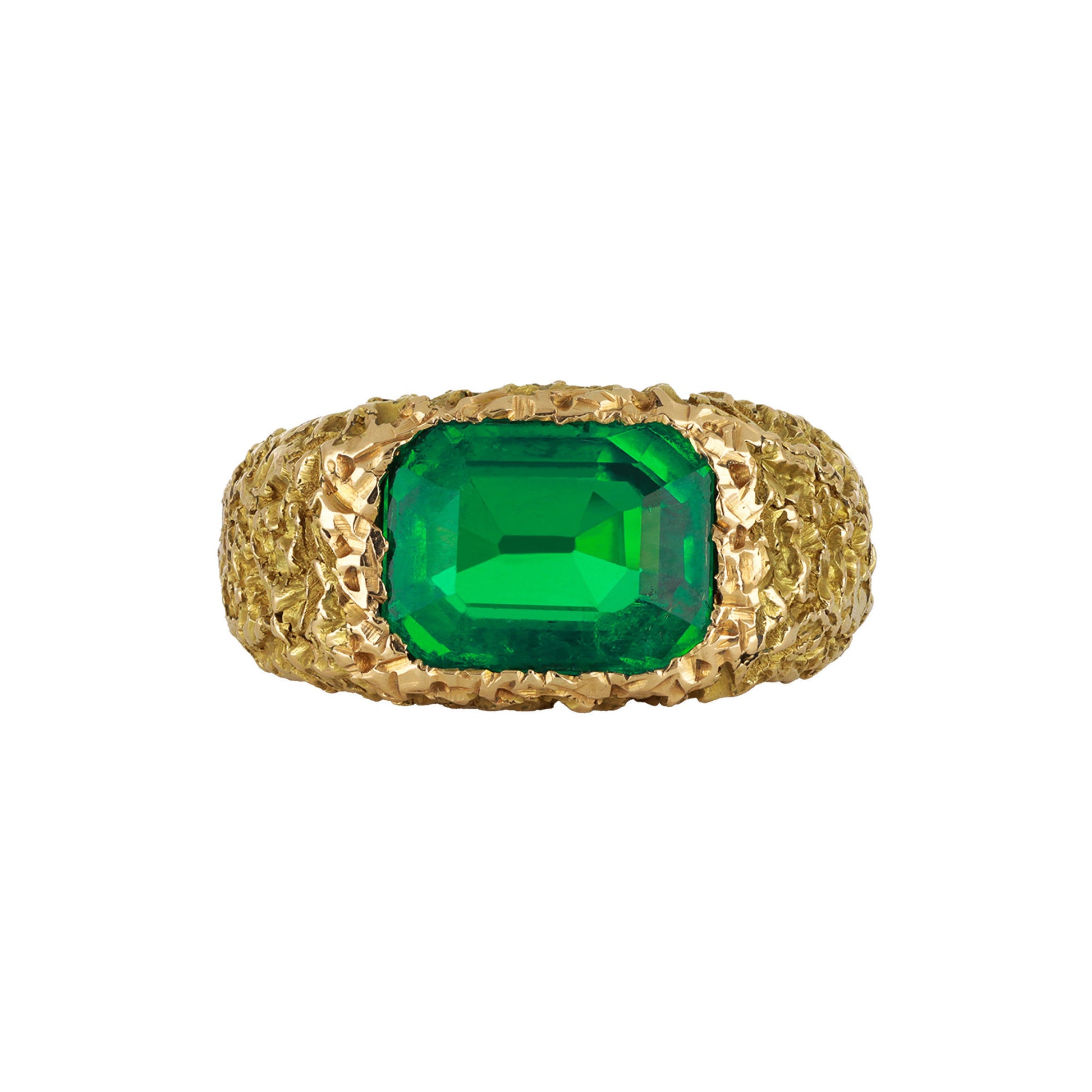 Chaumet 1960s 18KT Yellow Gold Emerald Ring front