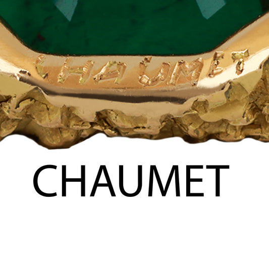 Chaumet 1960s 18KT Yellow Gold Emerald Ring signature