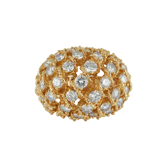 Van Cleef & Arpels 1970s 18KT Yellow Gold Diamond Ring front