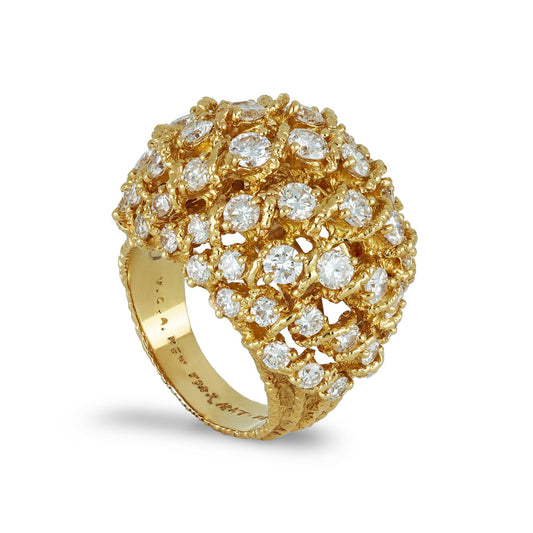 Van Cleef & Arpels 1970s 18KT Yellow Gold Diamond Ring front