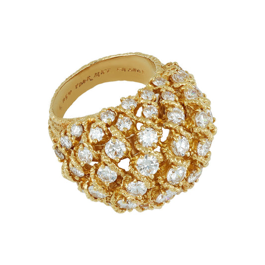 Van Cleef & Arpels 1970s 18KT Yellow Gold Diamond Ring front