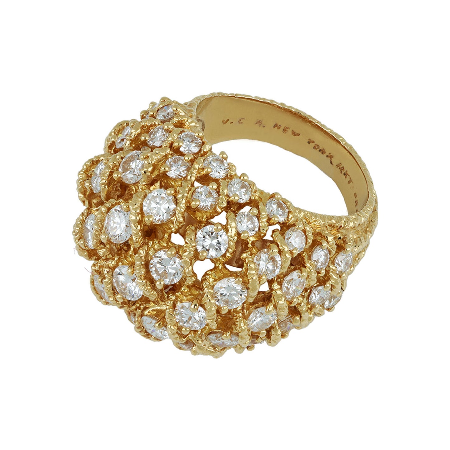 Van Cleef & Arpels 1970s 18KT Yellow Gold Diamond Ring signature