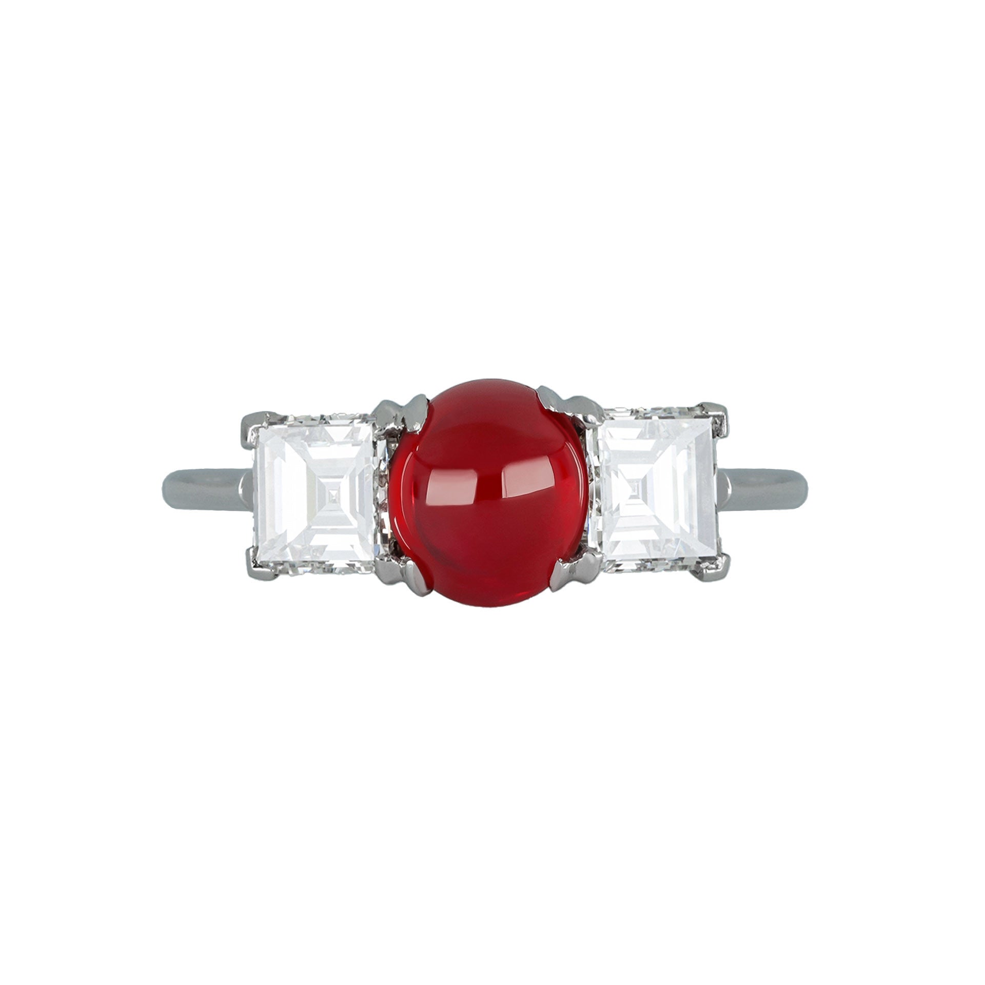 Cartier French Edwardian Platinum Ruby & Diamond Ring front