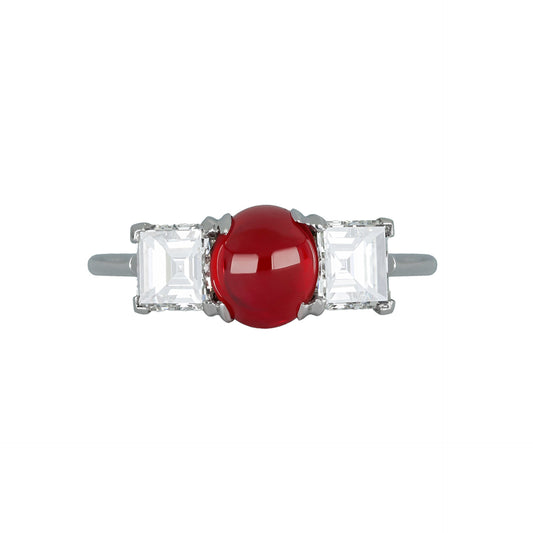 Cartier French Edwardian Platinum Ruby & Diamond Ring front