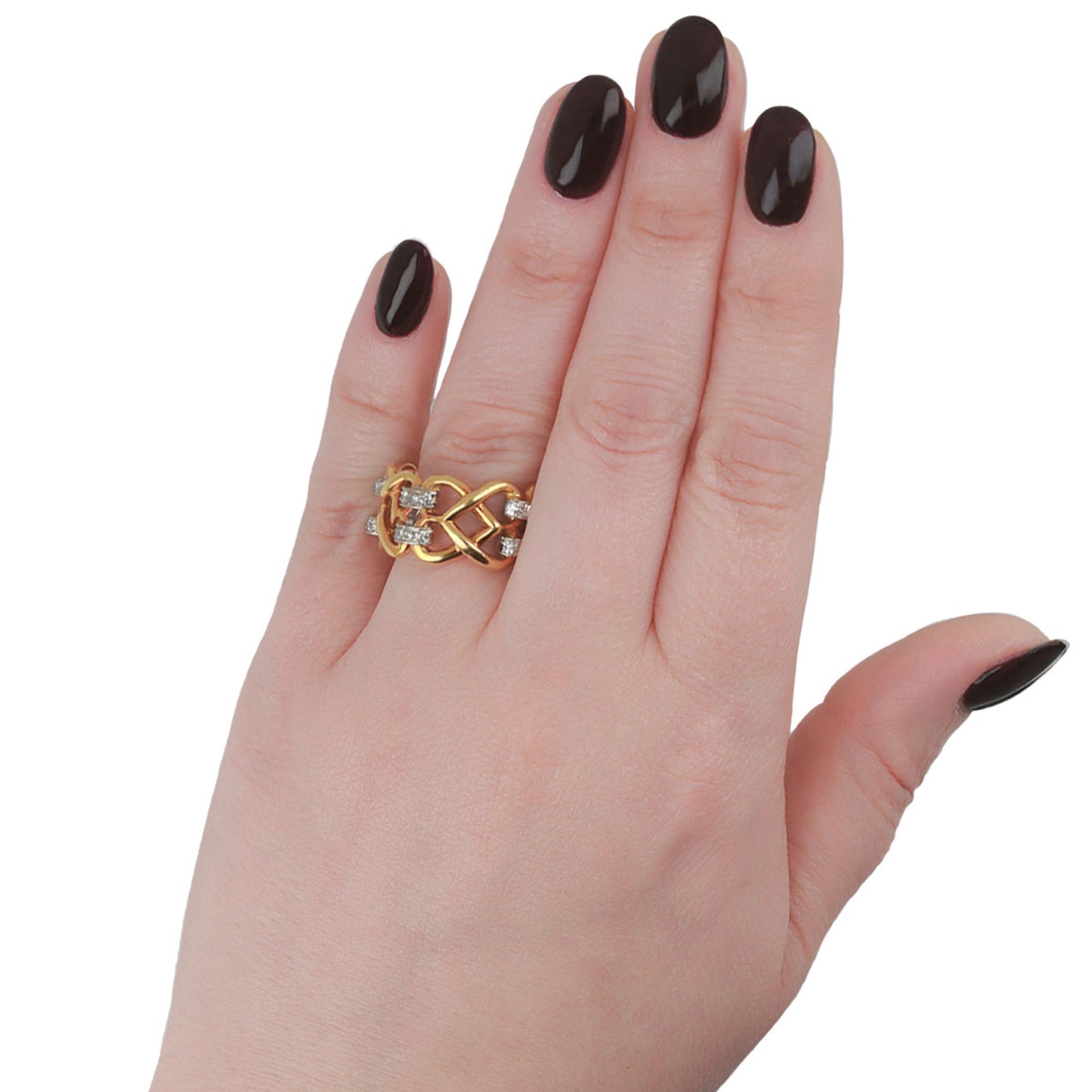 Kutchinsky English 1970s 18KT Yellow Gold Diamond Ring on finger