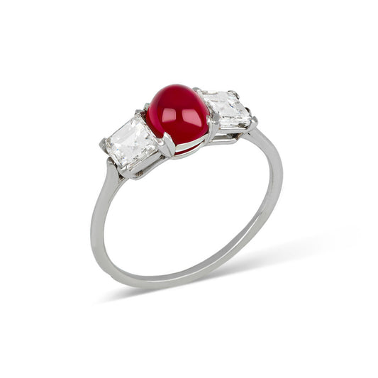 Cartier French Edwardian Platinum Ruby & Diamond Ring profile