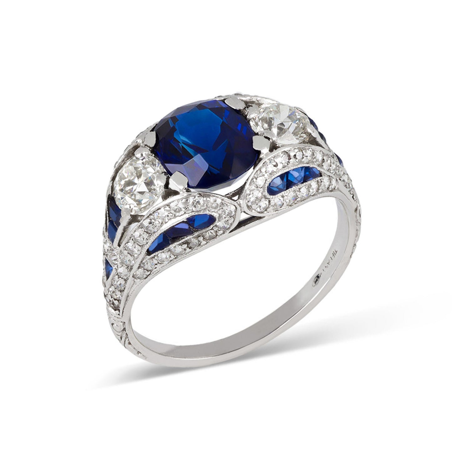 Tiffany & Co. Art Deco Platinum Sapphire & Diamond Ring profile