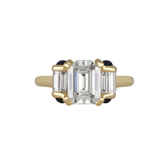 Mauboussin French Post-1980s 18KT Yellow Gold Diamond & Sapphire Ring front
