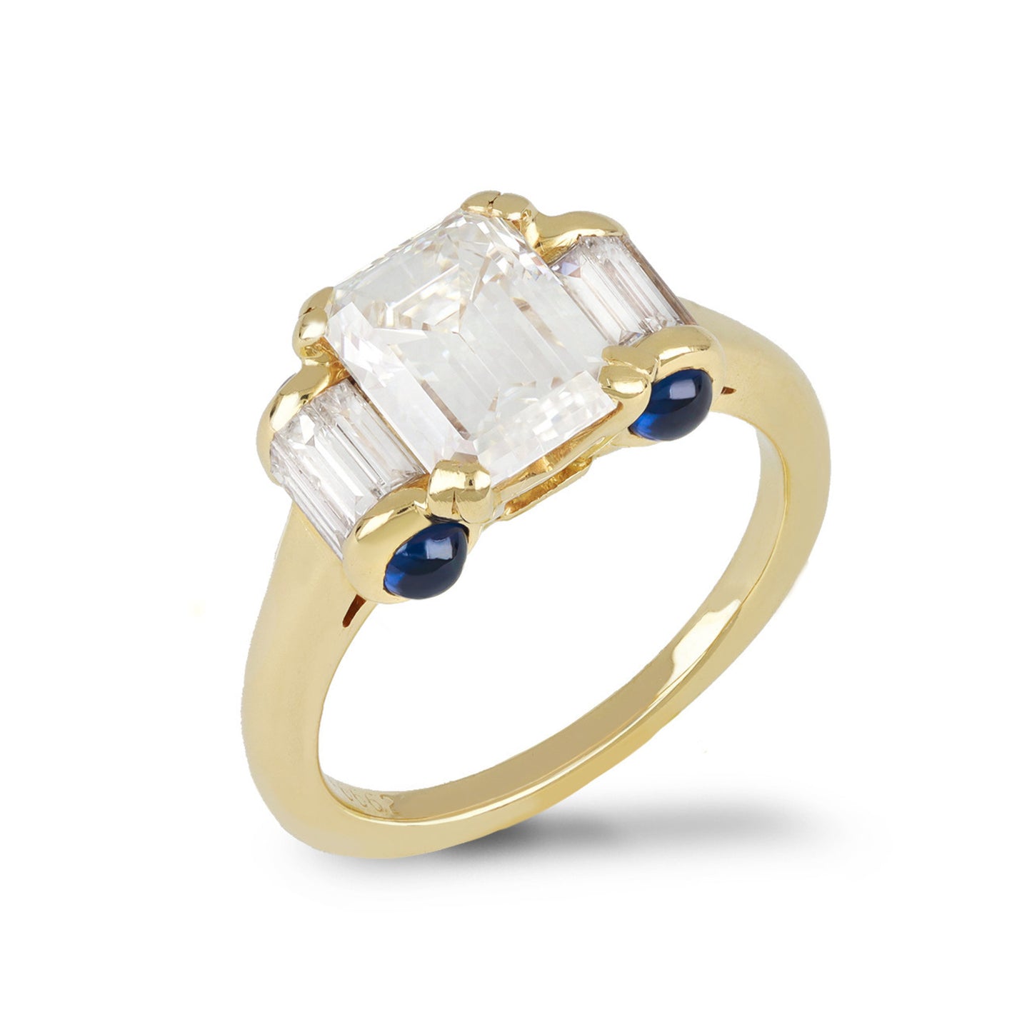 Mauboussin French Post-1980s 18KT Yellow Gold Diamond & Sapphire Ring front