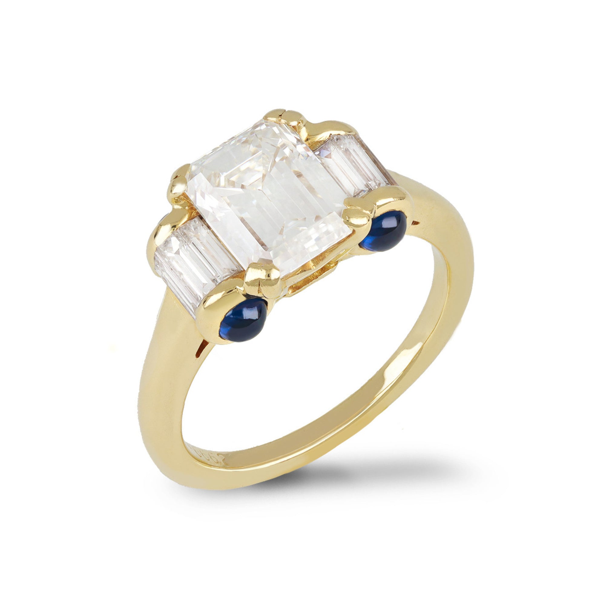 Mauboussin French Post-1980s 18KT Yellow Gold Diamond & Sapphire Ring front