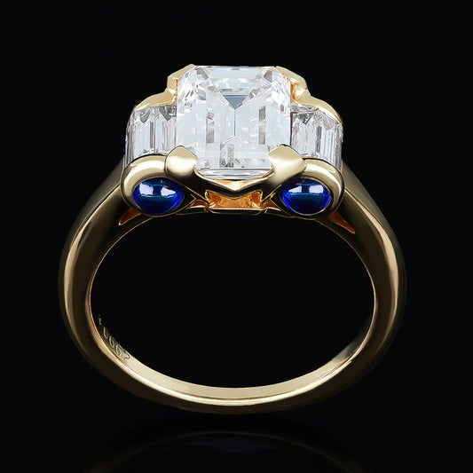 Mauboussin French Post-1980s 18KT Yellow Gold Diamond & Sapphire Ring profile
