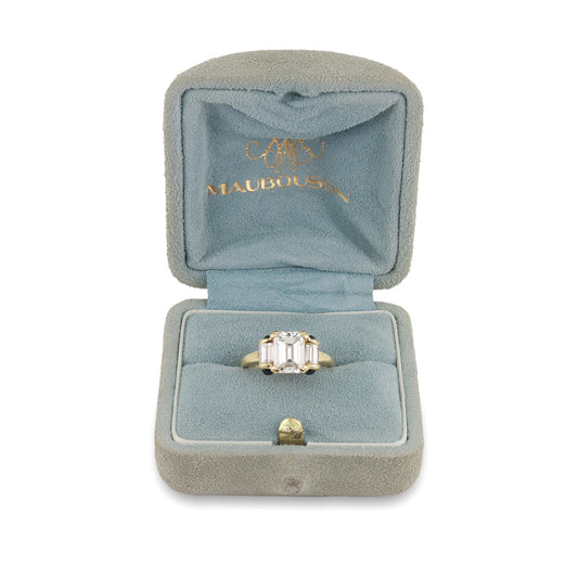 Mauboussin French Post-1980s 18KT Yellow Gold Diamond & Sapphire Ring in box