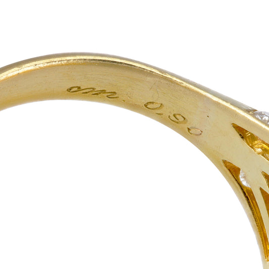 Bulgari Italian 1970s 20KT Yellow Gold Diamond Ring signature