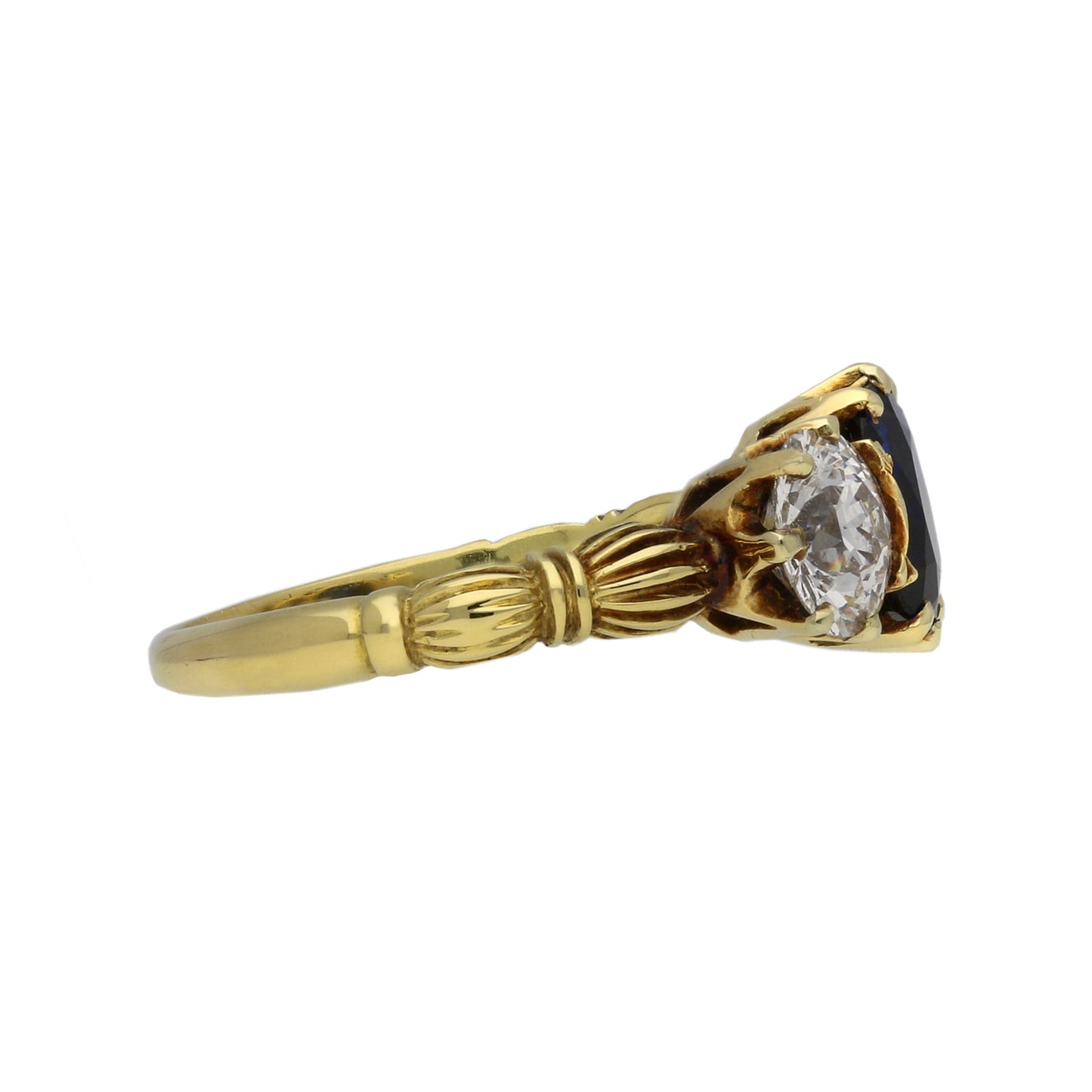 Julius Rosenthal Victorian 18KT Yellow Gold Sapphire & Diamond Ring side