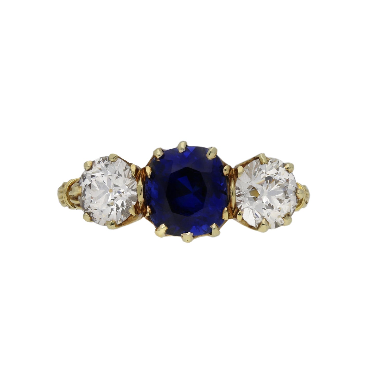 Julius Rosenthal Victorian 18KT Yellow Gold Sapphire & Diamond Ring front