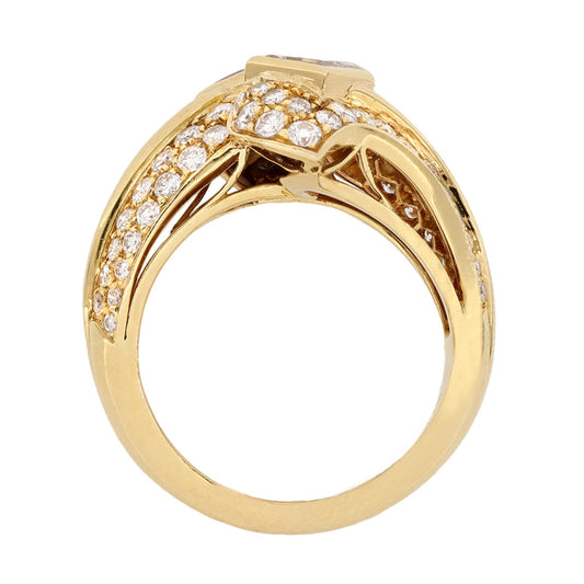 Boucheron Paris 1980s 18KT Yellow Gold Diamond Ring profile