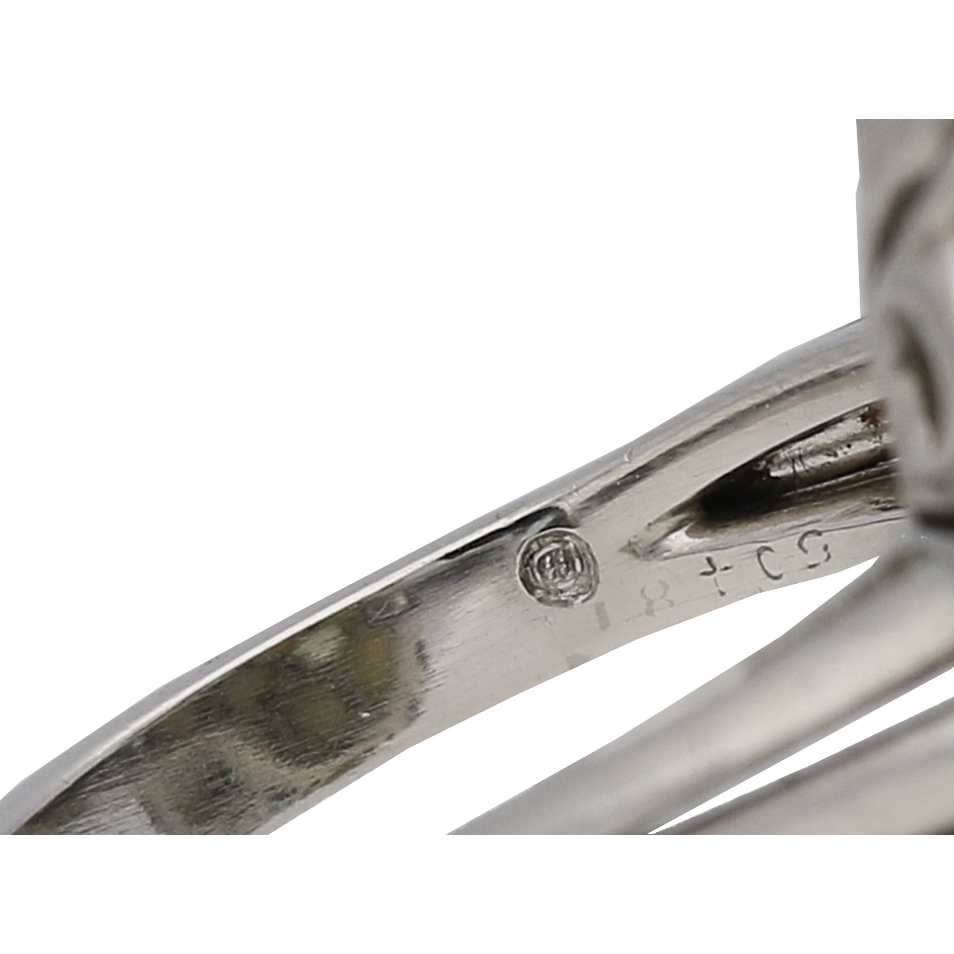 Oscar Heyman Bros. 1950s Platinum Chrysoberyl Cat's Eye, Diamond Ring stamp