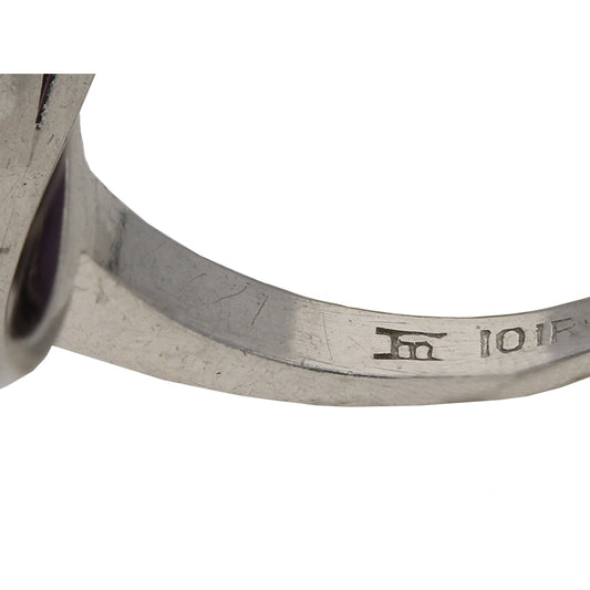 J. Milhening, Inc. 1930s Platinum Star Sapphire & Diamond Ring stamp