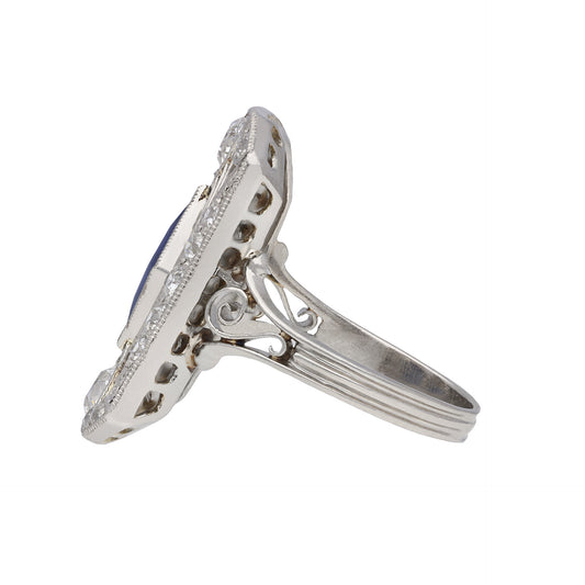 Riker Brothers American Art Deco Platinum Sapphire & Diamond Ring side