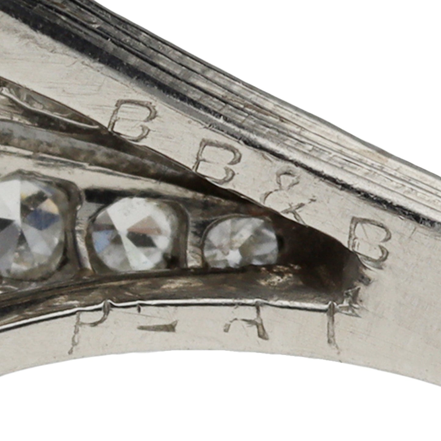 Bailey, Banks & Biddle Art Deco Platinum Sapphire & Diamond Ring signature