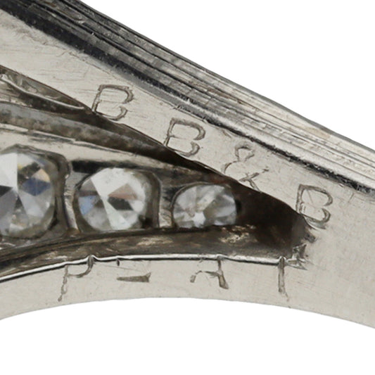 Bailey, Banks & Biddle Art Deco Platinum Sapphire & Diamond Ring signature