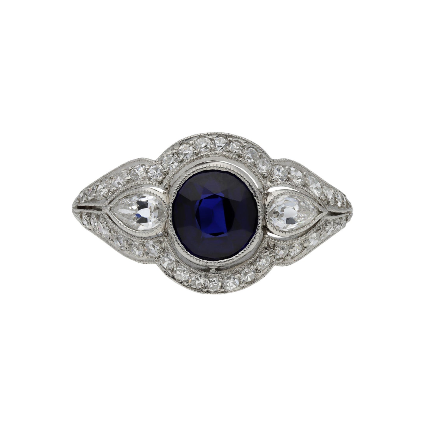 Bailey, Banks & Biddle Art Deco Platinum Sapphire & Diamond Ring front