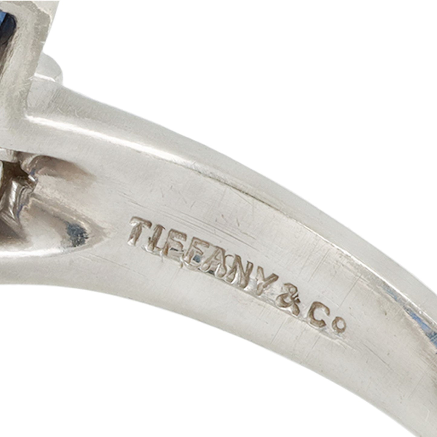 Tiffany & Co. Art Deco Platinum Sapphire & Diamond Ring signature