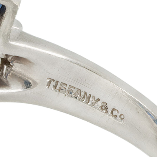 Tiffany & Co. Art Deco Platinum Sapphire & Diamond Ring signature