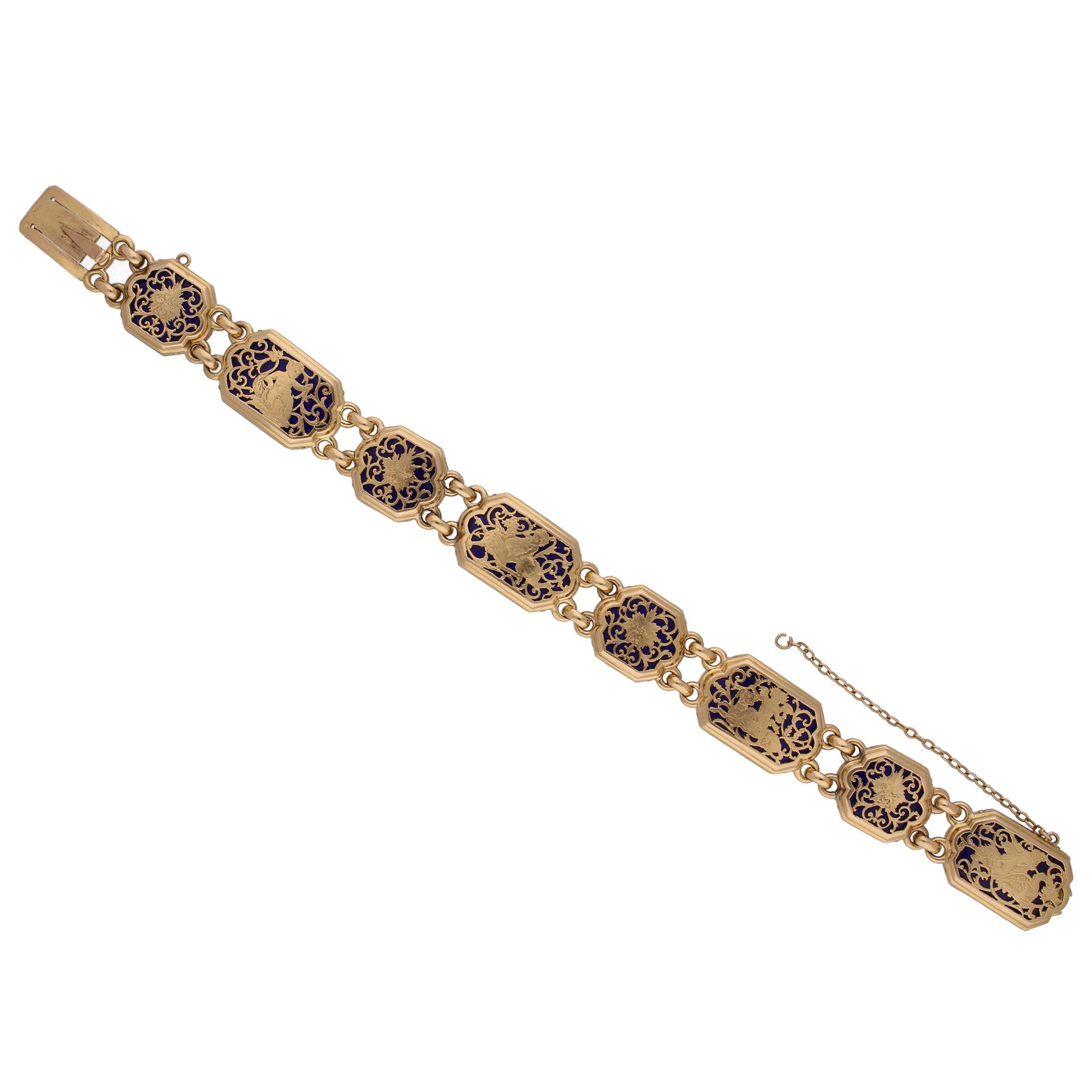Boucheron Paris Art Nouveau 18KT Rose Gold Enamel Bracelet front