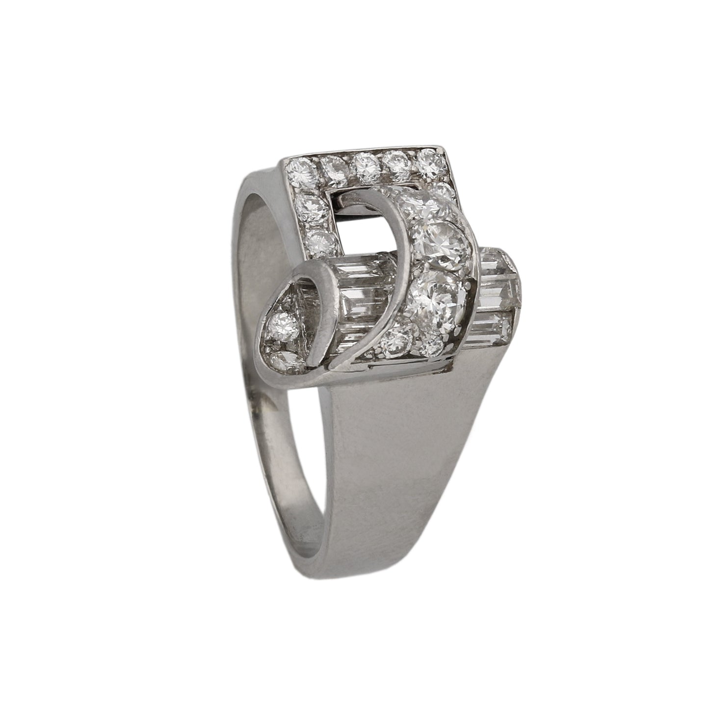 Cecil Drayson English 1940s Platinum Diamond Ring side