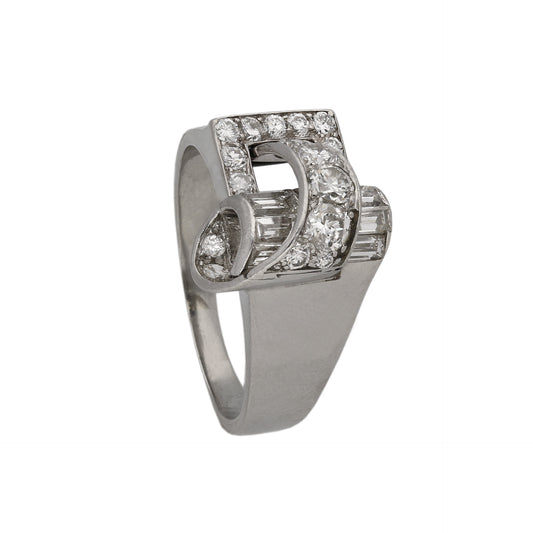 Cecil Drayson English 1940s Platinum Diamond Ring side