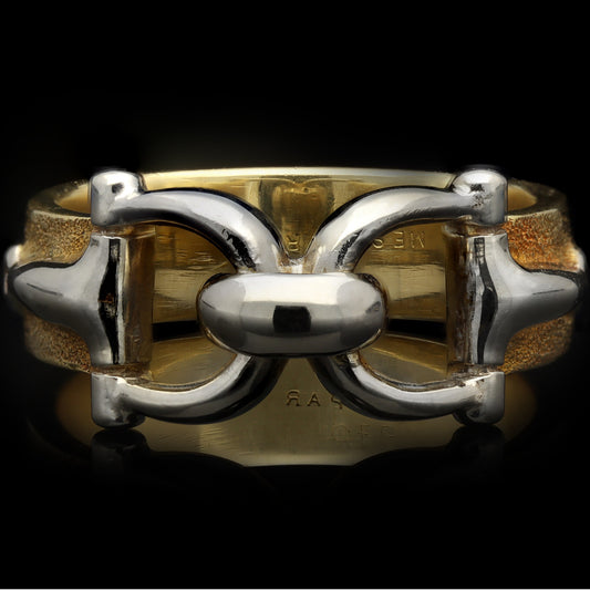 Hermes Paris 1970s Platinum & 18KT Yellow Gold Ring front