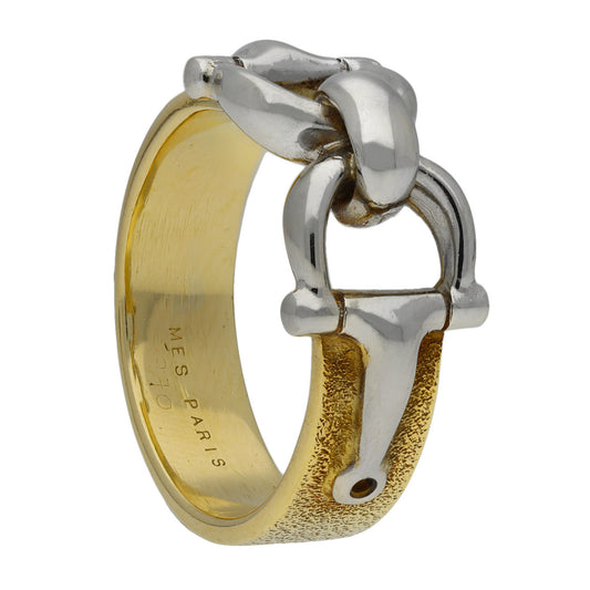 Hermes Paris 1970s Platinum & 18KT Yellow Gold Ring signature