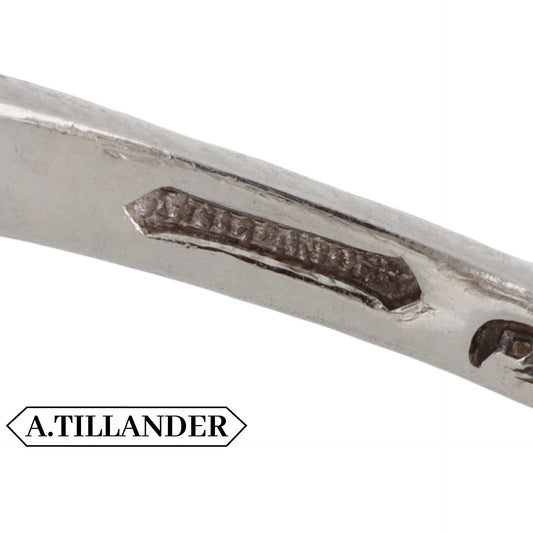 Tillander Finnish Art Deco Platinum Sapphire & Diamond Ring signature