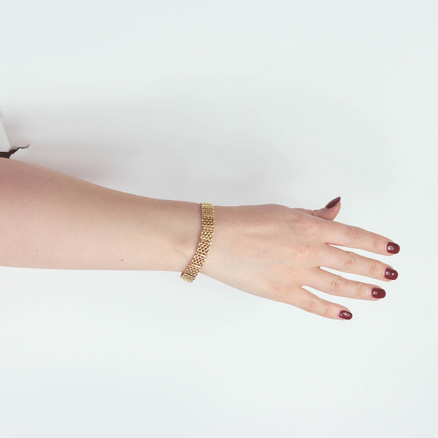 Van Cleef & Arpels 1980s 18KT Yellow Gold Bracelet on wrist