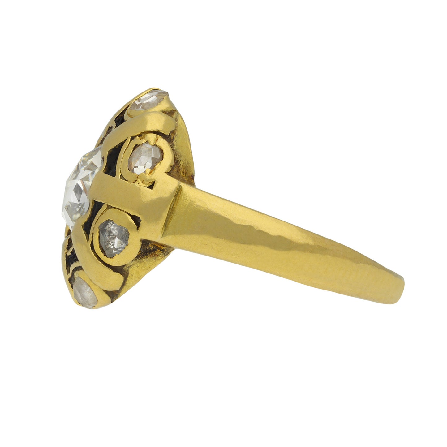 Andre Rivaud French Victorian 18KT Yellow Gold Diamond Ring side